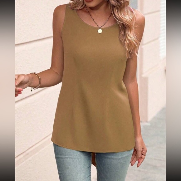 Boho brown crisscross back tank top - Picture 3 of 16